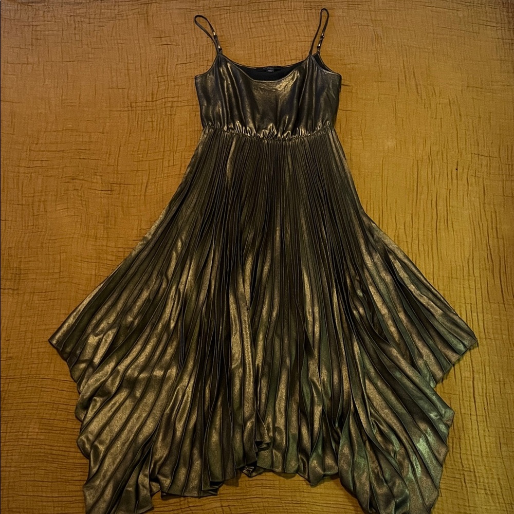 AllSaints Lerin Metallic High Low Dress